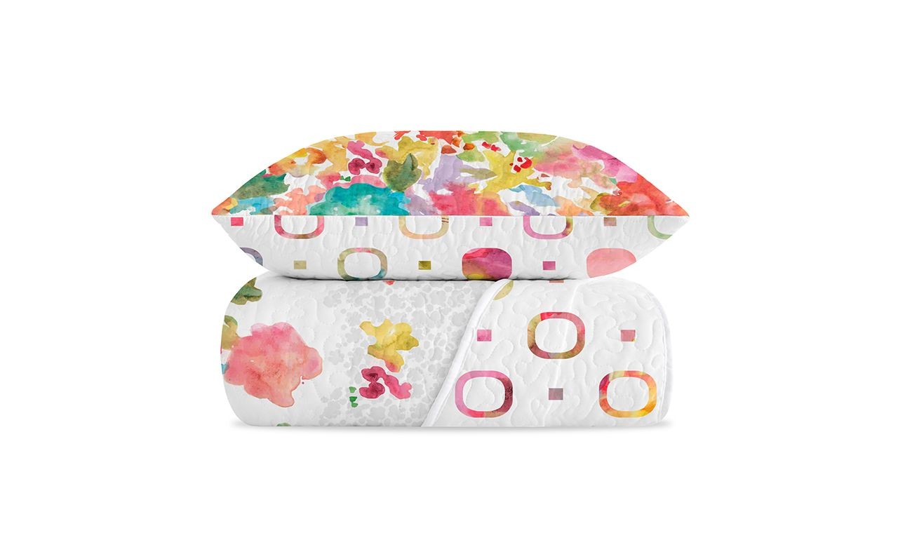 COLCHA BOUTI REVERSIBLE ESTAMPADO ACUARELA MULTICOLOR SHABBY CHIC