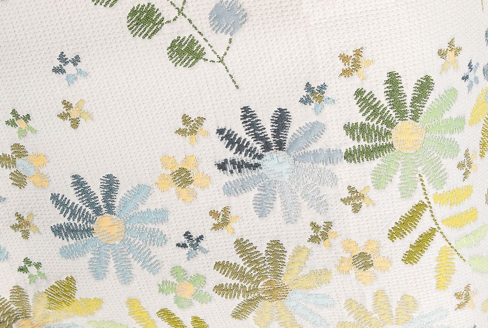 COLCHA CUBRECAMA FLORES EN TONOS VERDE, AZUL Y MELOCOTON KINFOLK