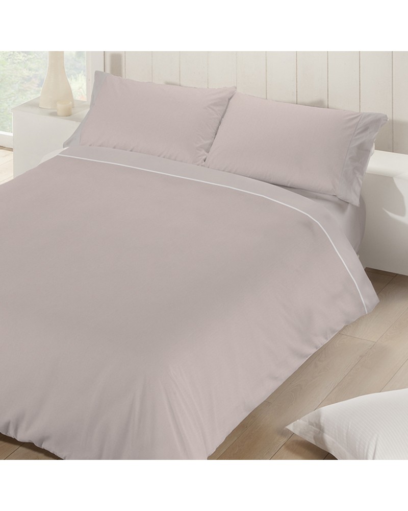 Juego de sábanas franela taupe cama de 135 100% algodón